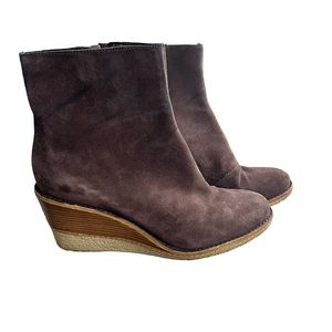 Cole Haan Rayna waterproof brown suede wedge boots SZ 9.5